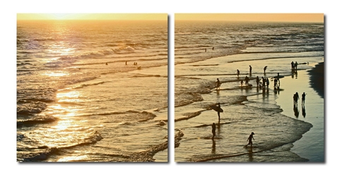 Baxton Studio Wading in the Waves Mounted Photography Print Diptych